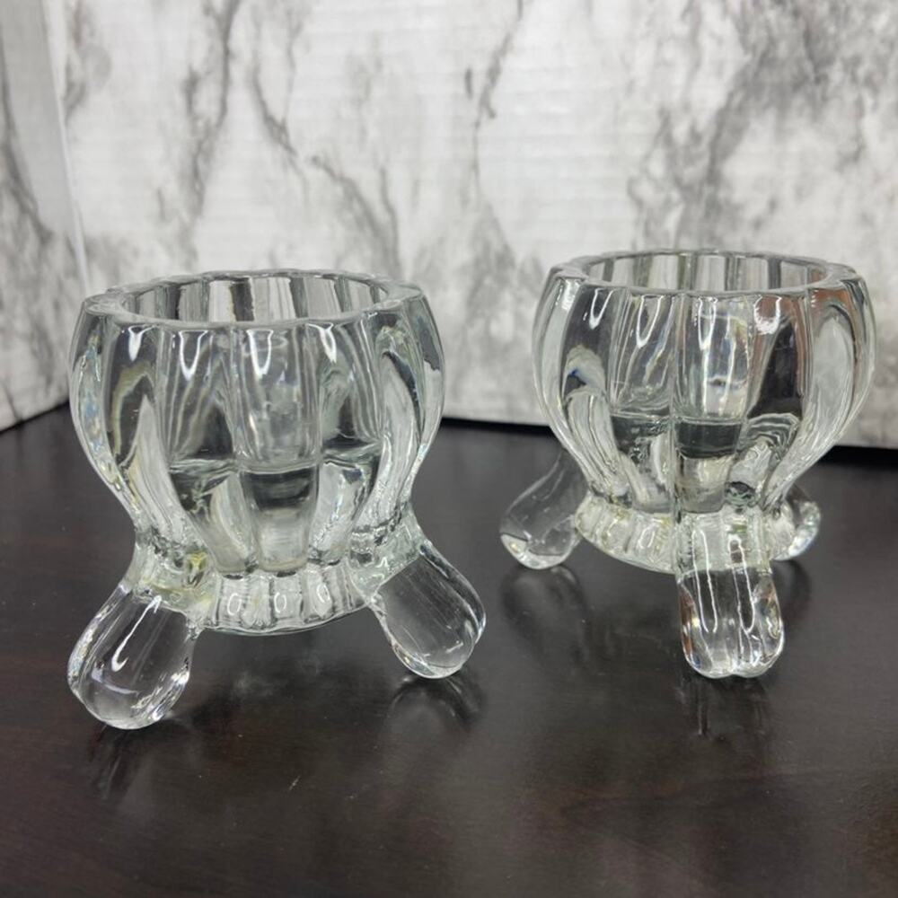 Pair of Glass Candlestick Holders